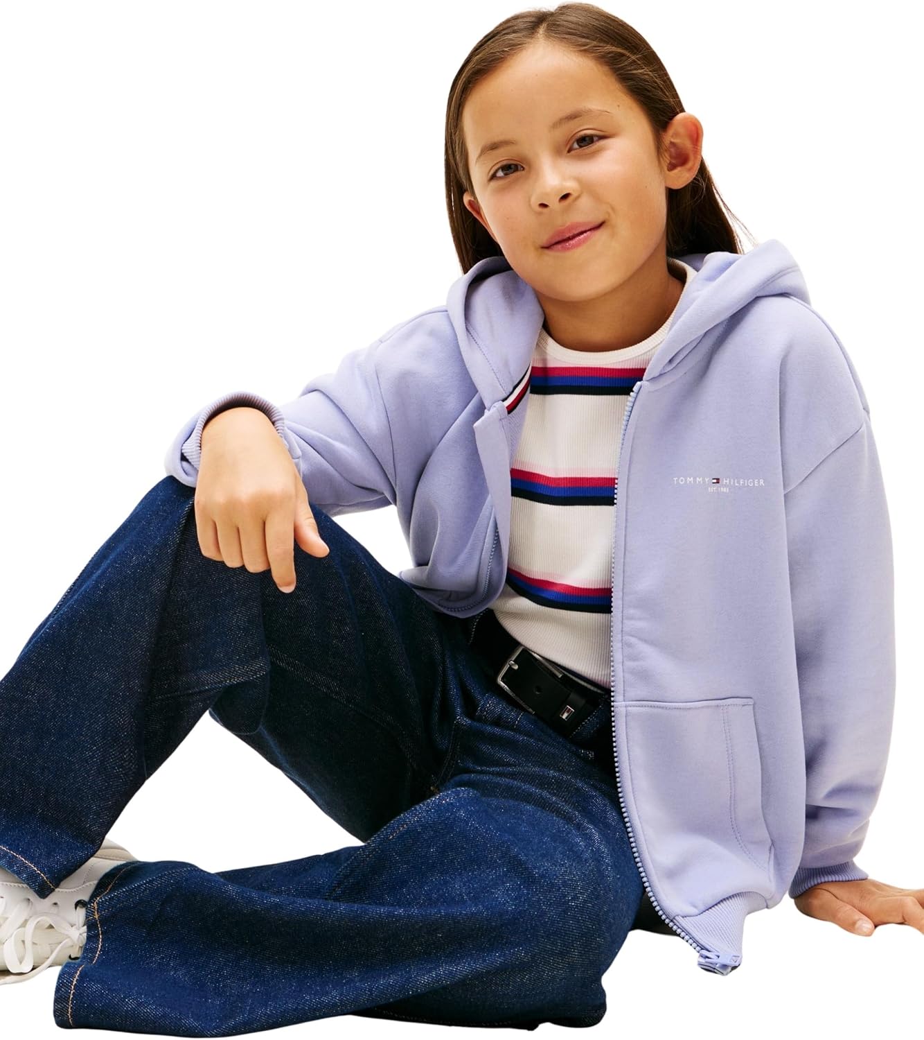 Detalle 2 de Tommy Hilfiger Mini Corp Zip Through Hoodie Ks0ks0072 – Felpa con cappuccio unisex, zip in metallo