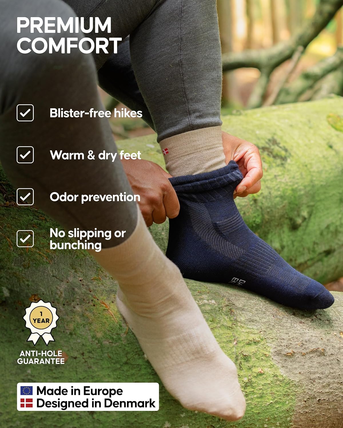 Thumbnail 5 de DANISH ENDURANCE Merino wool hiking liner socks 2-pack