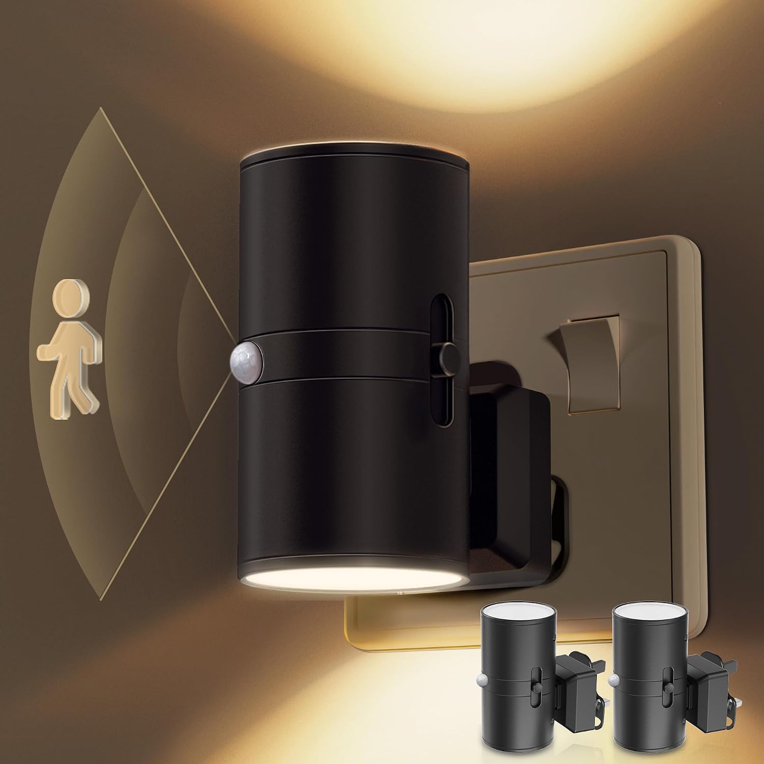 Detalle de LOHAS-LED Motion Sensor Night Light Plug-in (2 Pack) with 3 Modes and Dimmable Warm White