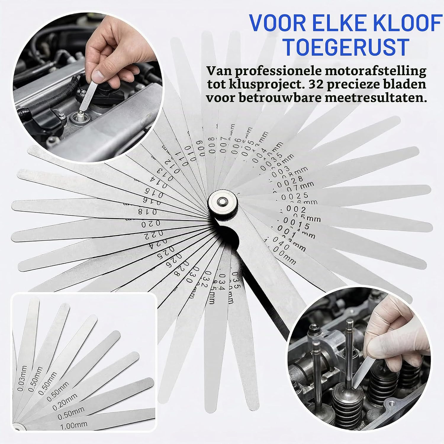 Thumbnail 2 de ZORVENIX voelermatenset met 32 bladen, metrische en inch-markeringen
