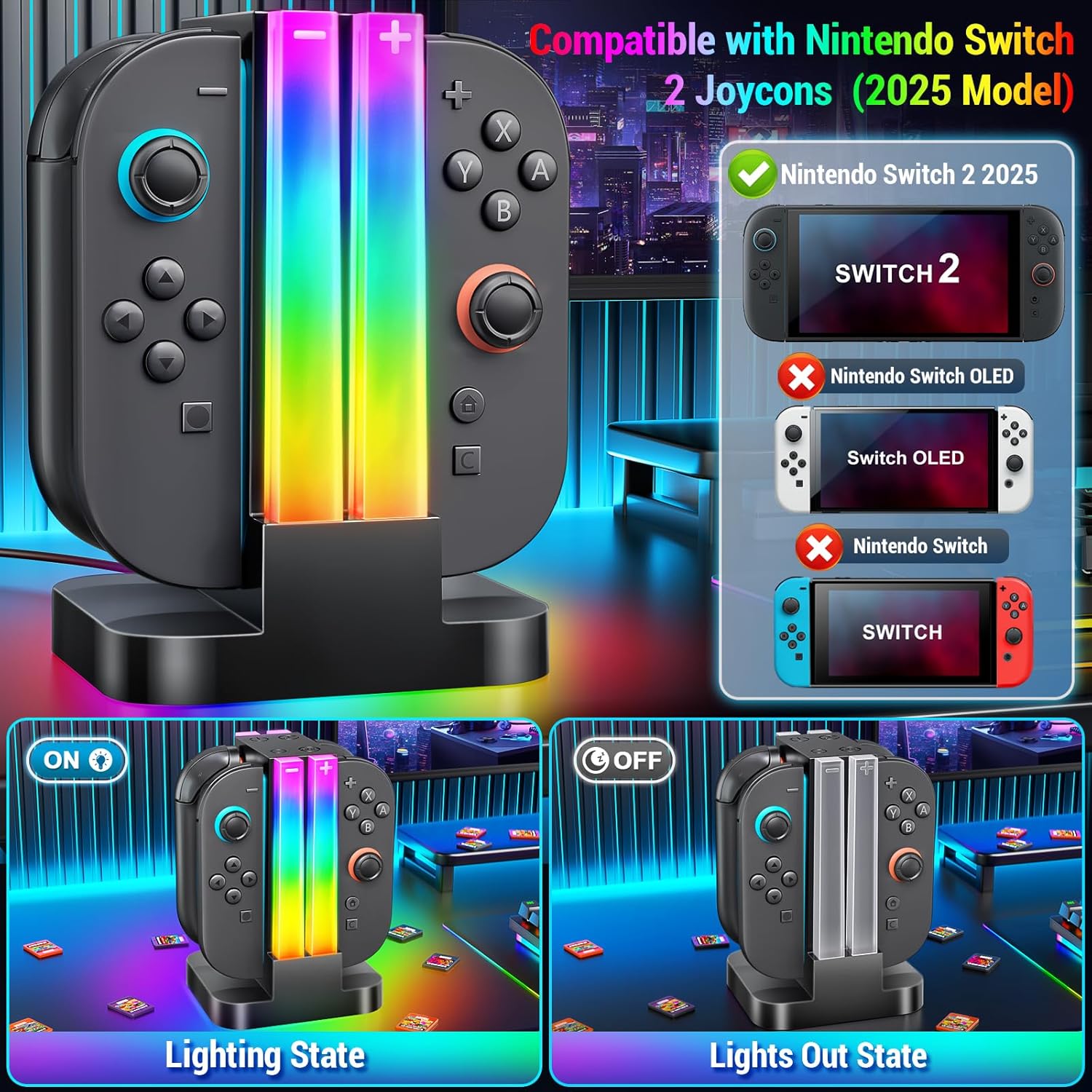 Thumbnail 5 de Wenocally Stazione di ricarica Switch 2 4 controller