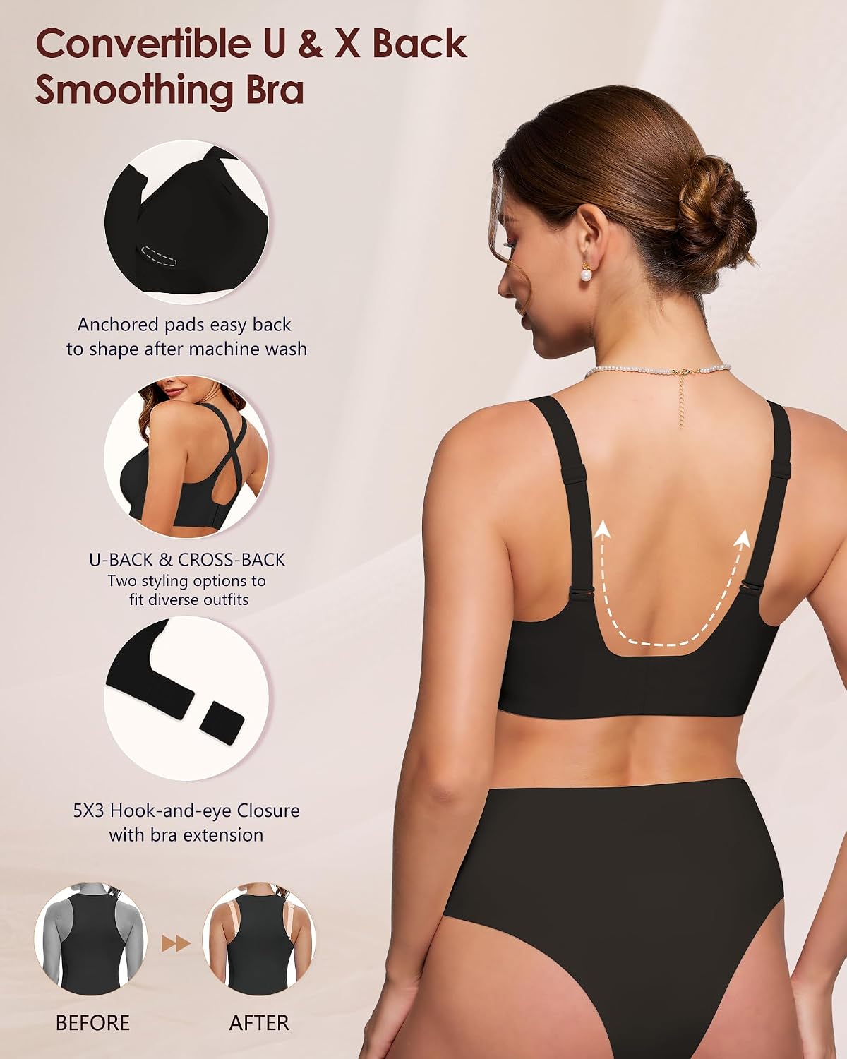 Thumbnail 3 de As Fairy Wireless Jelly T-Shirt Bra for Women (No Underwire, Full Coverage)