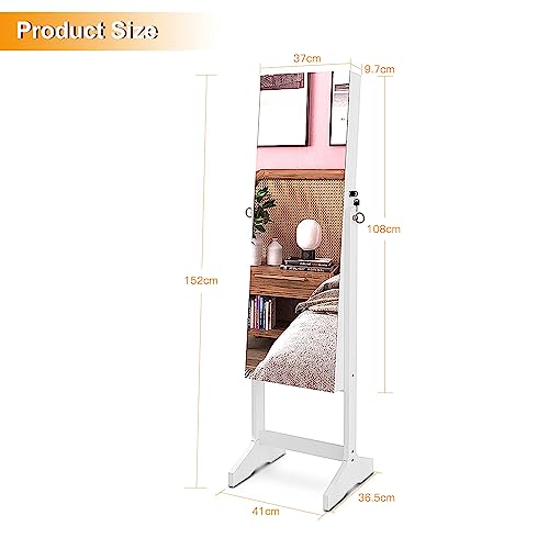 Thumbnail 5 de Dripex Schmuckschrank mit Spiegel stehend, 2-in-1 Weiß – freistehender Spiegelschrank mit Aufbewahrung