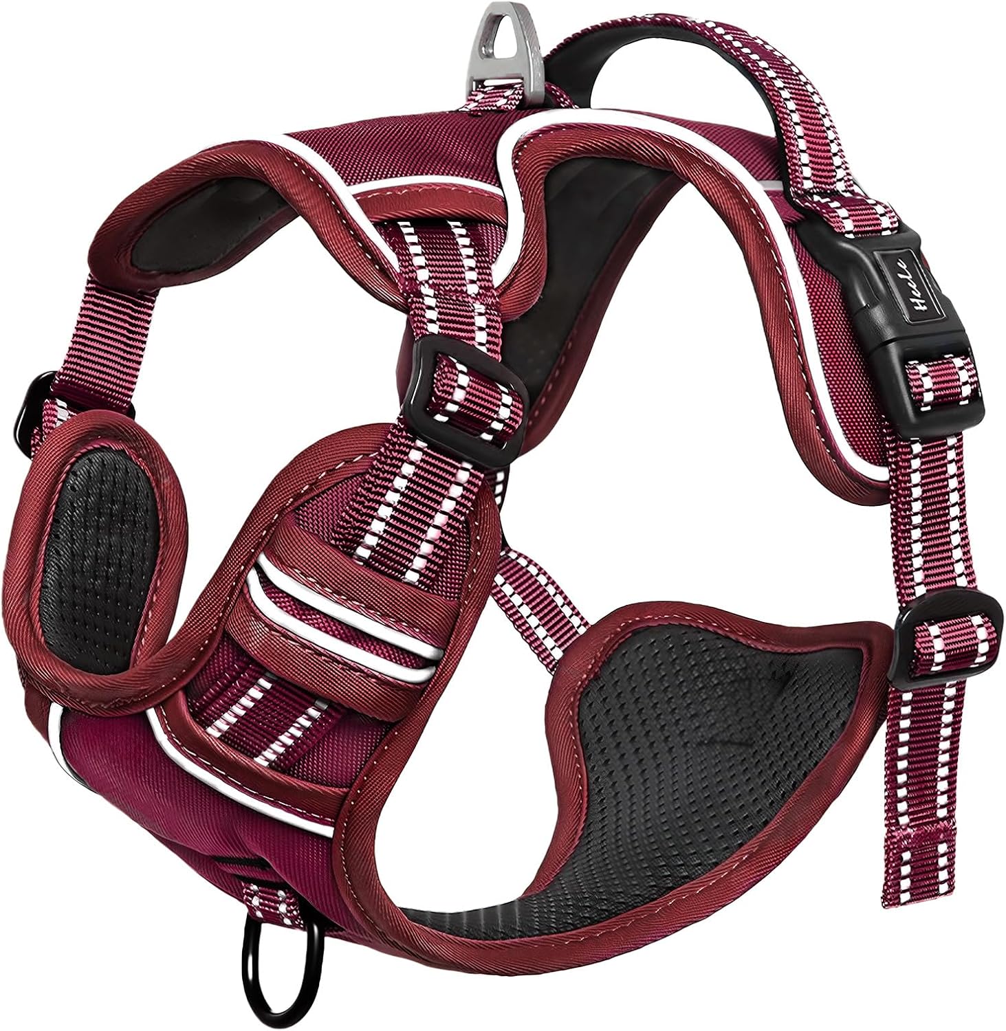 Detalle 2 de HEELE No-Pull Dog Harness for Small Dogs – Burgundy Red, Size S