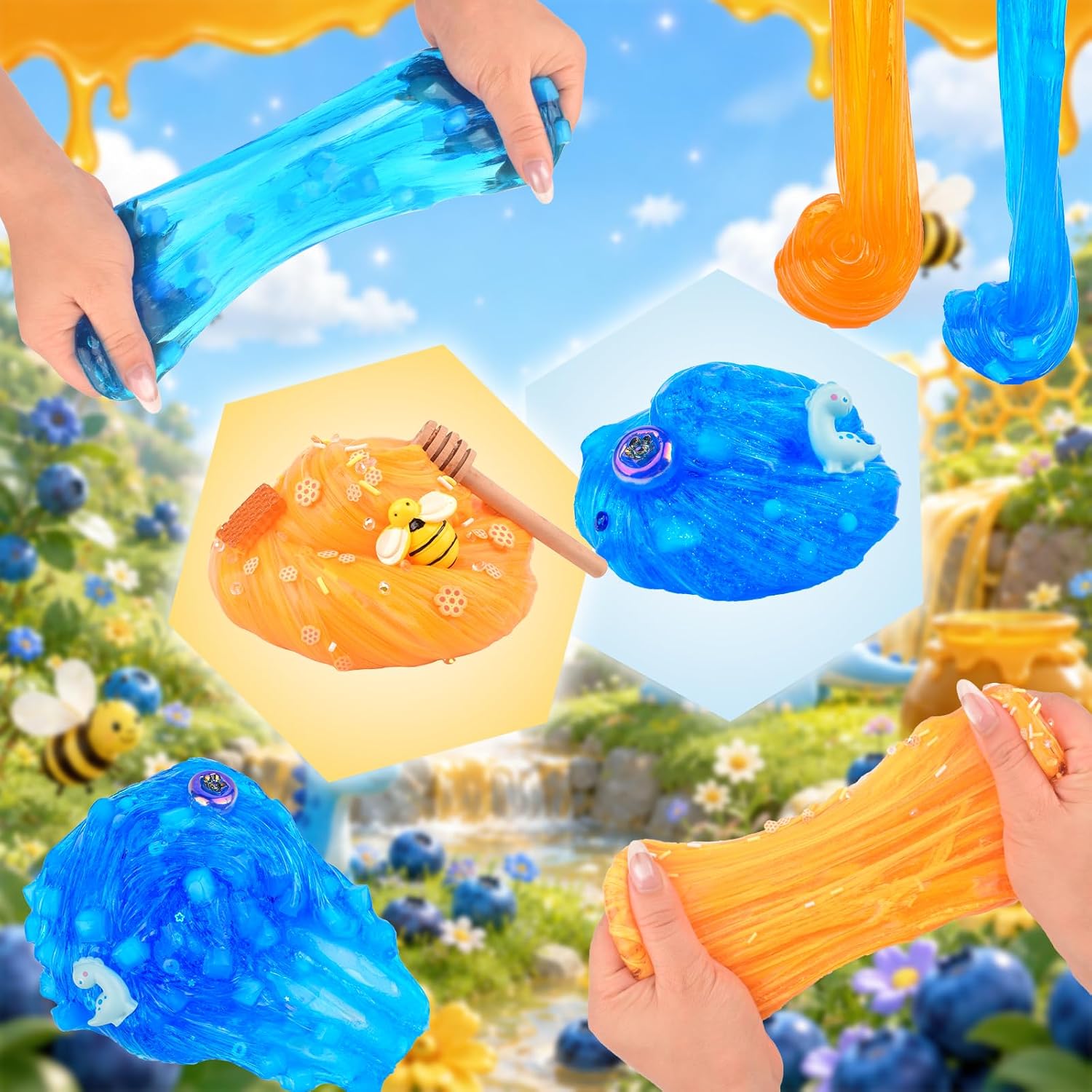 Thumbnail 6 de 2 Pack Honey Slime Kit 14 oz – Bronto Clear Slime Cards, ASMR Slime Making Kit for Kids Aged 4–12