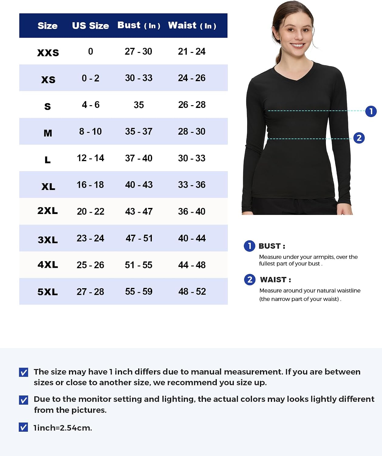 Detalle de COZYFIT Women’s V-Neck Long-Sleeve Underscrub Tee, 4-Way Stretch