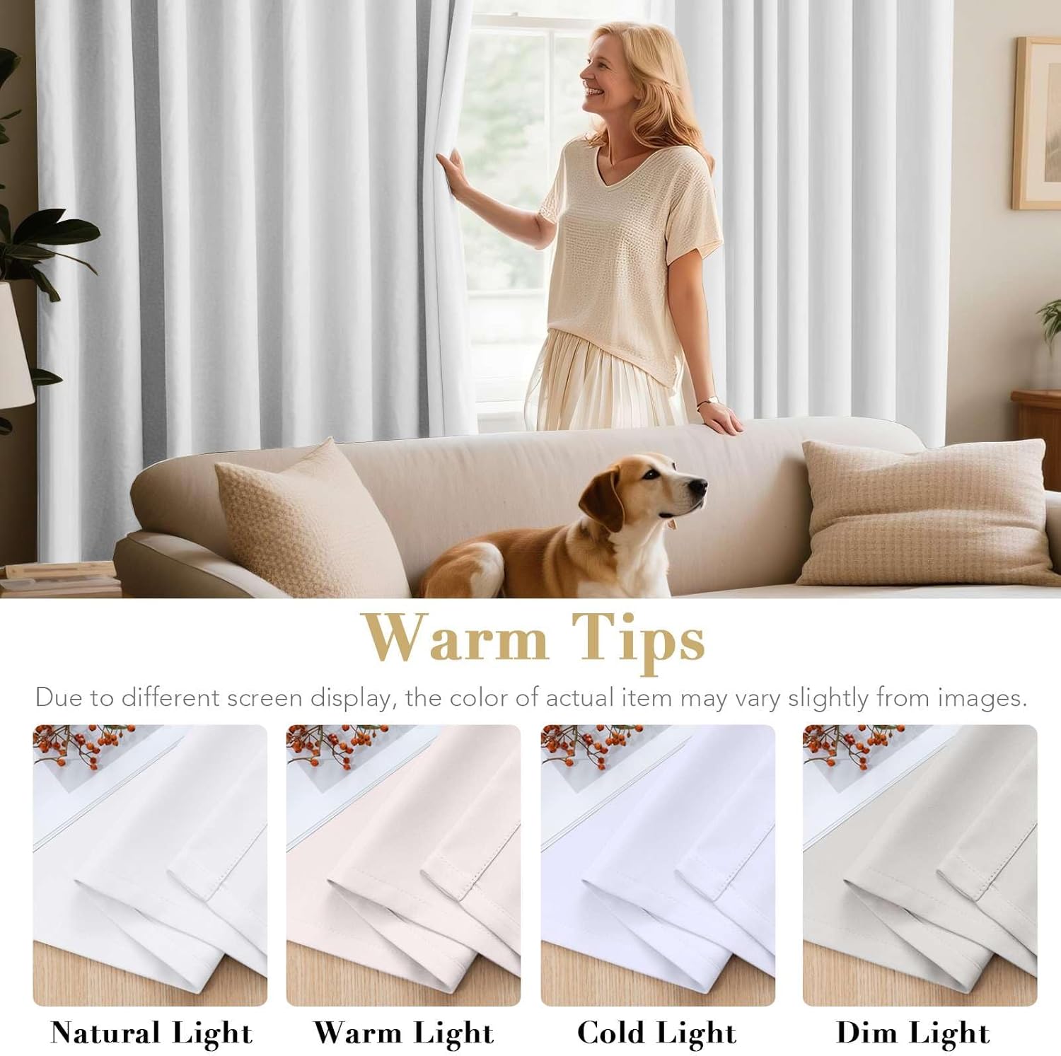 Thumbnail 4 de H.VERSAILTEX White Thermal Insulated Room Darkening Curtains (2 Panels, 52" W x 84" L)
