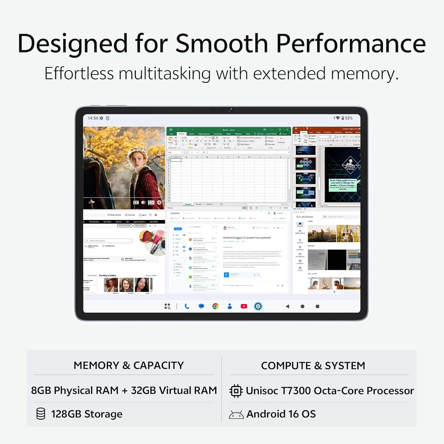 Thumbnail 2 de SVITOO 13.15-inch Android 16 Tablet (4G LTE, 8GB RAM, 128GB storage, 90Hz, 11000mAh) with Widevine L1