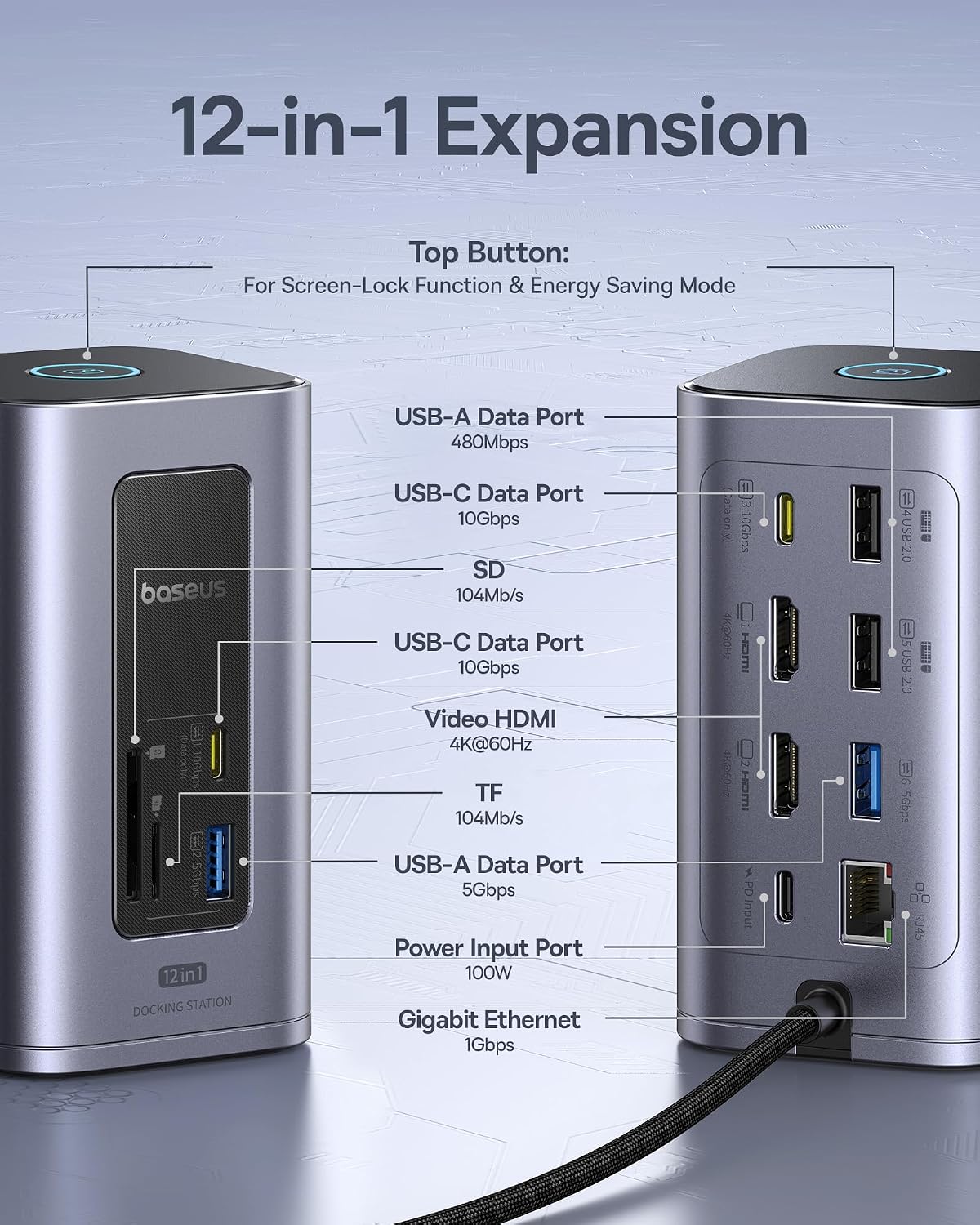 Thumbnail 2 de Baseus Nomos Win Air 12‑in‑1 USB‑C Docking Station 100W