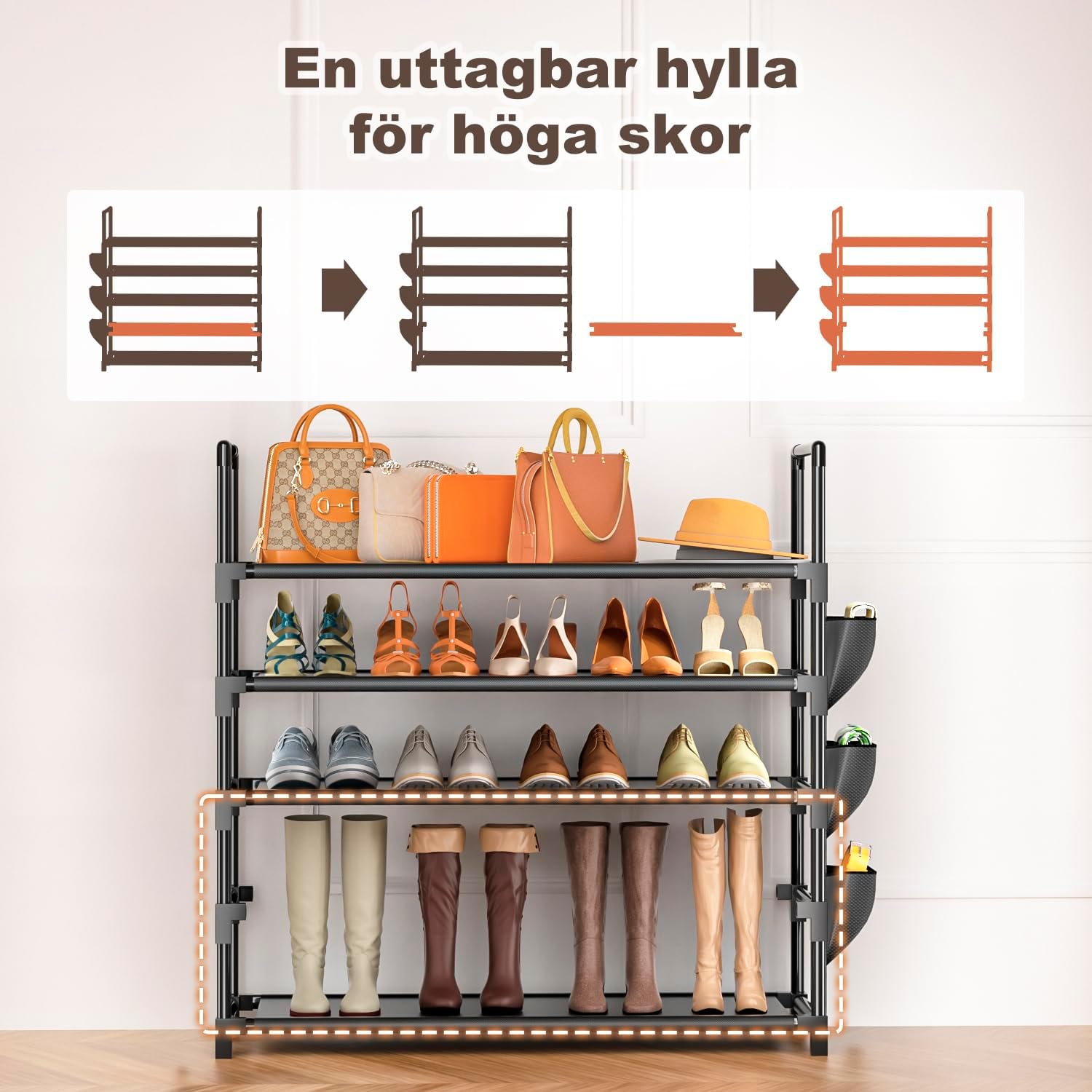 Detalle 1 de OYREL skohylla med 5 nivåer – svart förvaring för 20–25 par skor