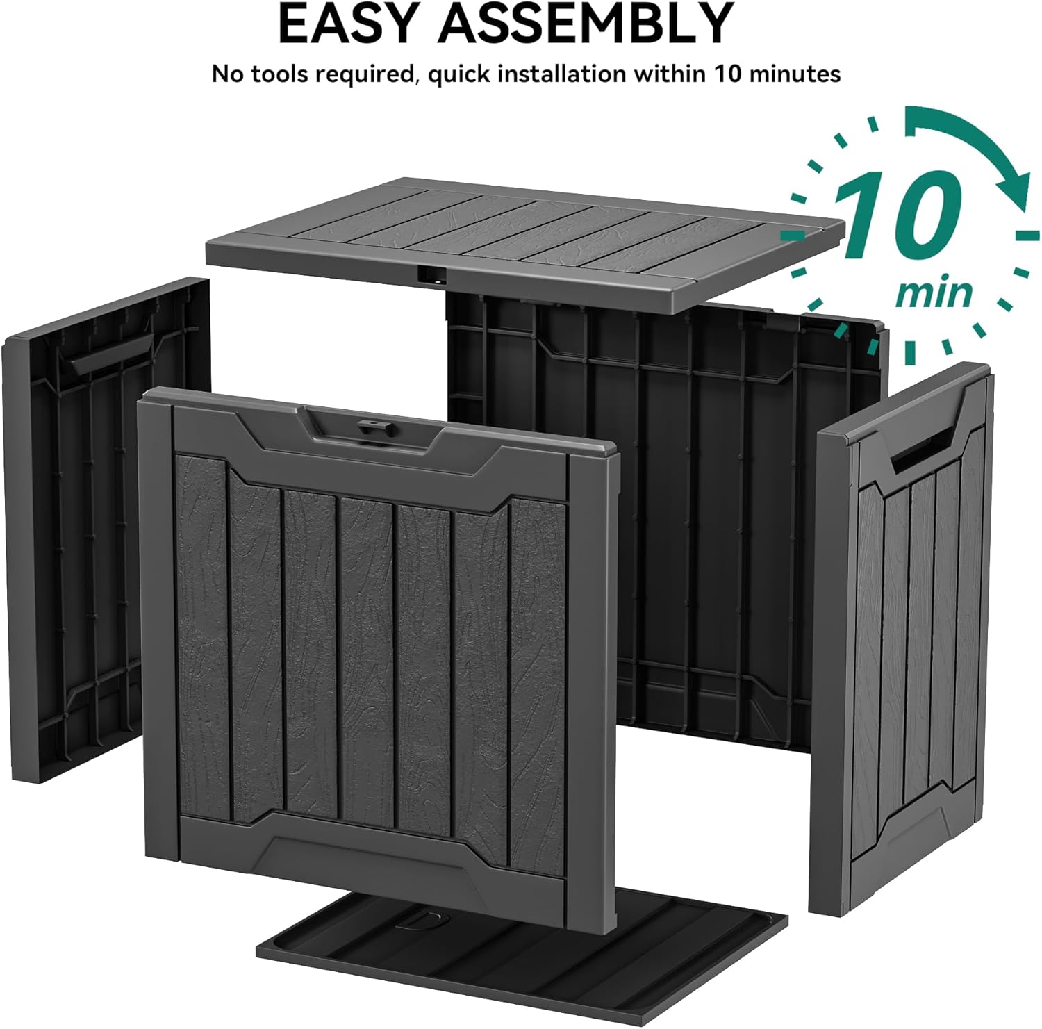 Thumbnail 6 de YITAHOME Outdoor Resin Storage Box 31 Gal (Black) – Water-resistant, lockable deck box for garden items