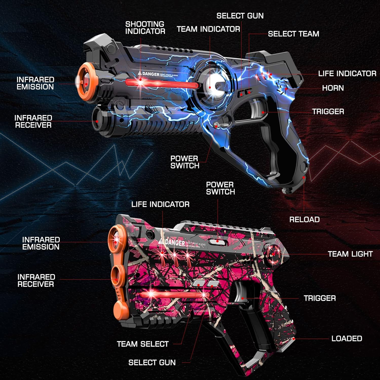 Detalle de Winyea Tag Laser Tag: 4-Set Lazer Tag with Gun and Vest for Fun Outdoor Battles