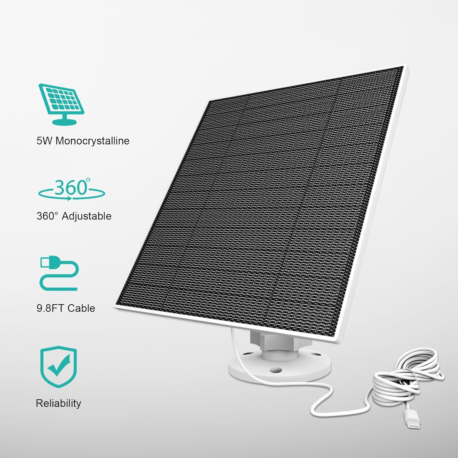 Detalle 2 de 5W Solar Panel for eufy Camera (2-Pack) with USB-C Port, IP65 Waterproof Charging & 360° Mount