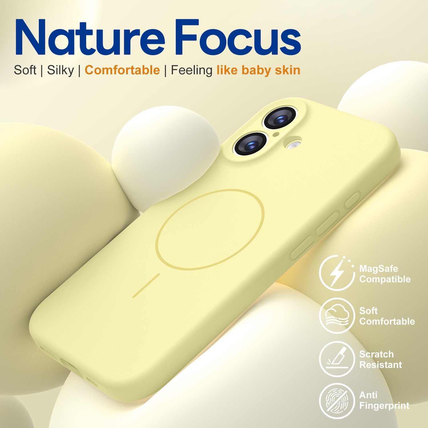 Thumbnail 6 de BossKiss iPhone 17 Silicone Case, Creamy Yellow, MagSafe-Compatible