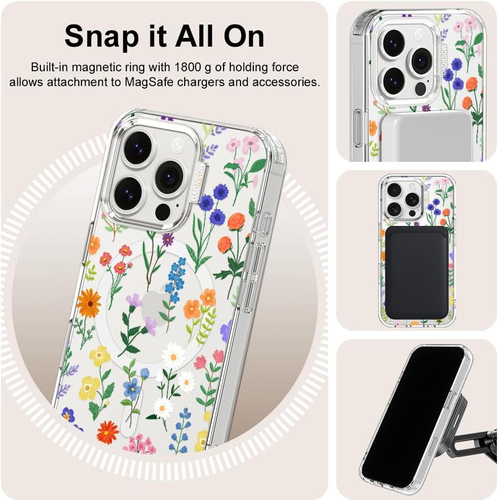Thumbnail 5 de MOSNOVO Case for iPhone 16 Pro (MagSafe Compatible) Clear Botanical Floral Protective Phone Case