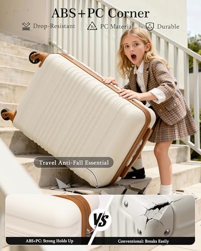 Detalle de COOLIFE Cabin Suitcase 55x35x20cm — Ryanair Cabin Bag with TSA Lock, ABS+PC Shell