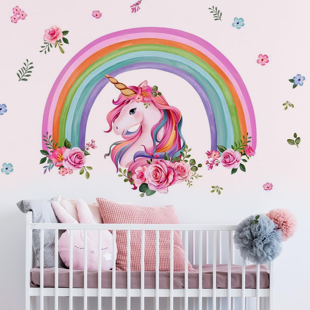 Detalle de Aolso Adesivi Murali Arcobaleni Unicorno – Enfasi dolce per camerette e asili