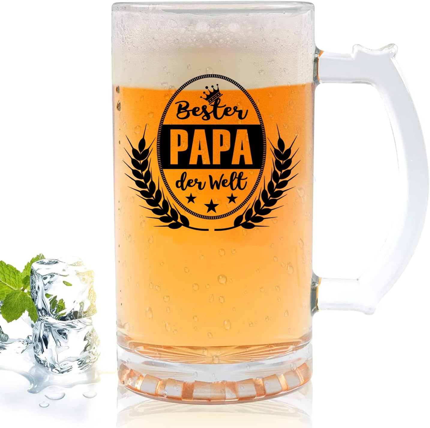 Detalle de Bester Papa der Welt Bierkrug 0,5 l – Geschenkbox