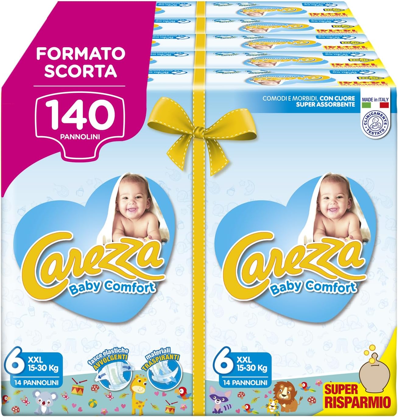 Detalle de Carezza Baby Comfort XXL Taglia 6 (16-30 kg) – 140 pannolini
