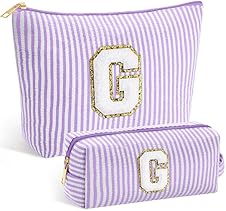 Detalle de SEFORICO Personalised Make Up Bag (A-Z) – large capacity zip cosmetic pouch, 2 pack