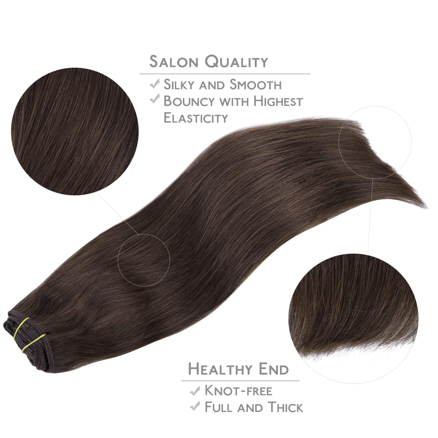 Thumbnail 3 de WENNALIFE Clip-in Echthaar Extensions (Remy), 150 g, 45 cm, 9 Tressen – helles/dunkelbraun