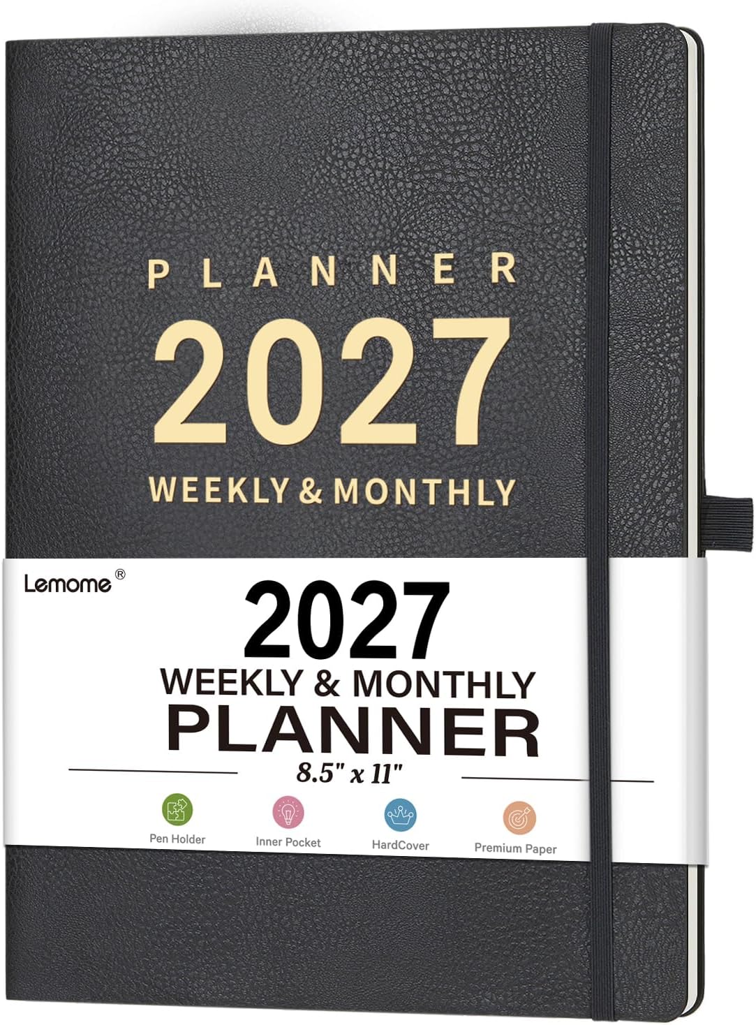 Detalle de Lemome LMA4HUZYJZ22A01 2027 Planner, Weekly & Monthly, Gray Faux Leather