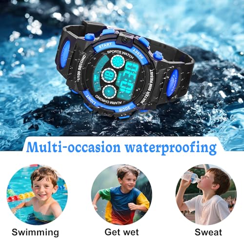 Thumbnail 2 de DTKID Digitale Kinderuhr – 7-Farben-LED, Stoppuhr, Wecker, Datum, 5 ATM wasserdicht