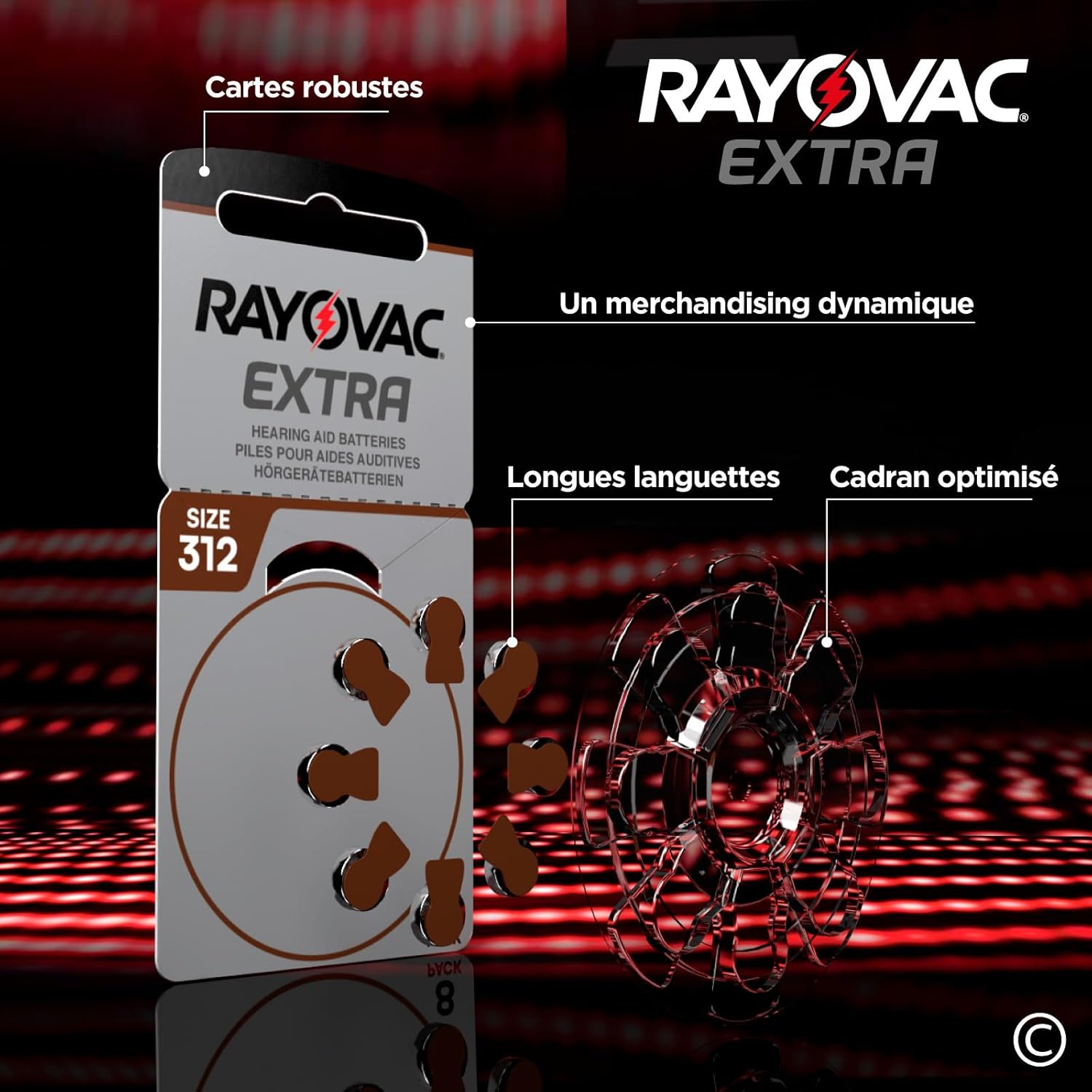 Thumbnail 4 de Rayovac 120 piles auditives taille 312 Extra—15 blister de 8, PR41 Marron
