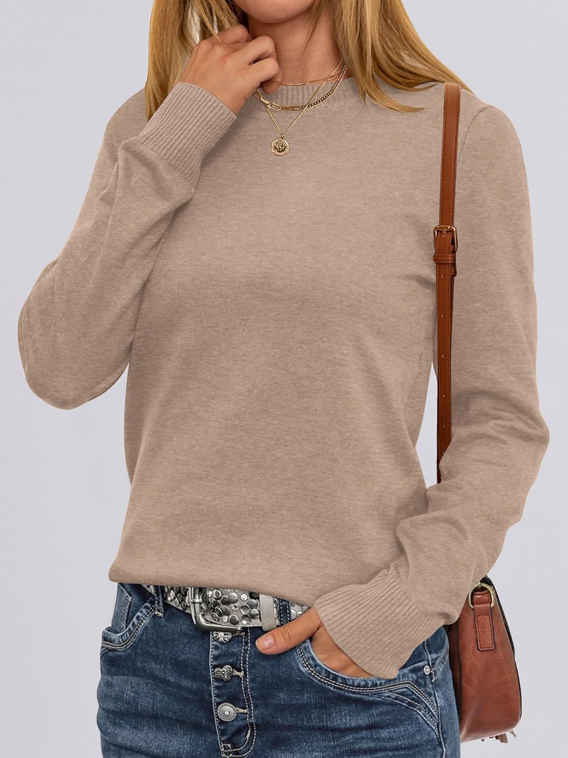 Detalle 2 de ANRABESS Women's Long-Sleeve Lightweight Sweater