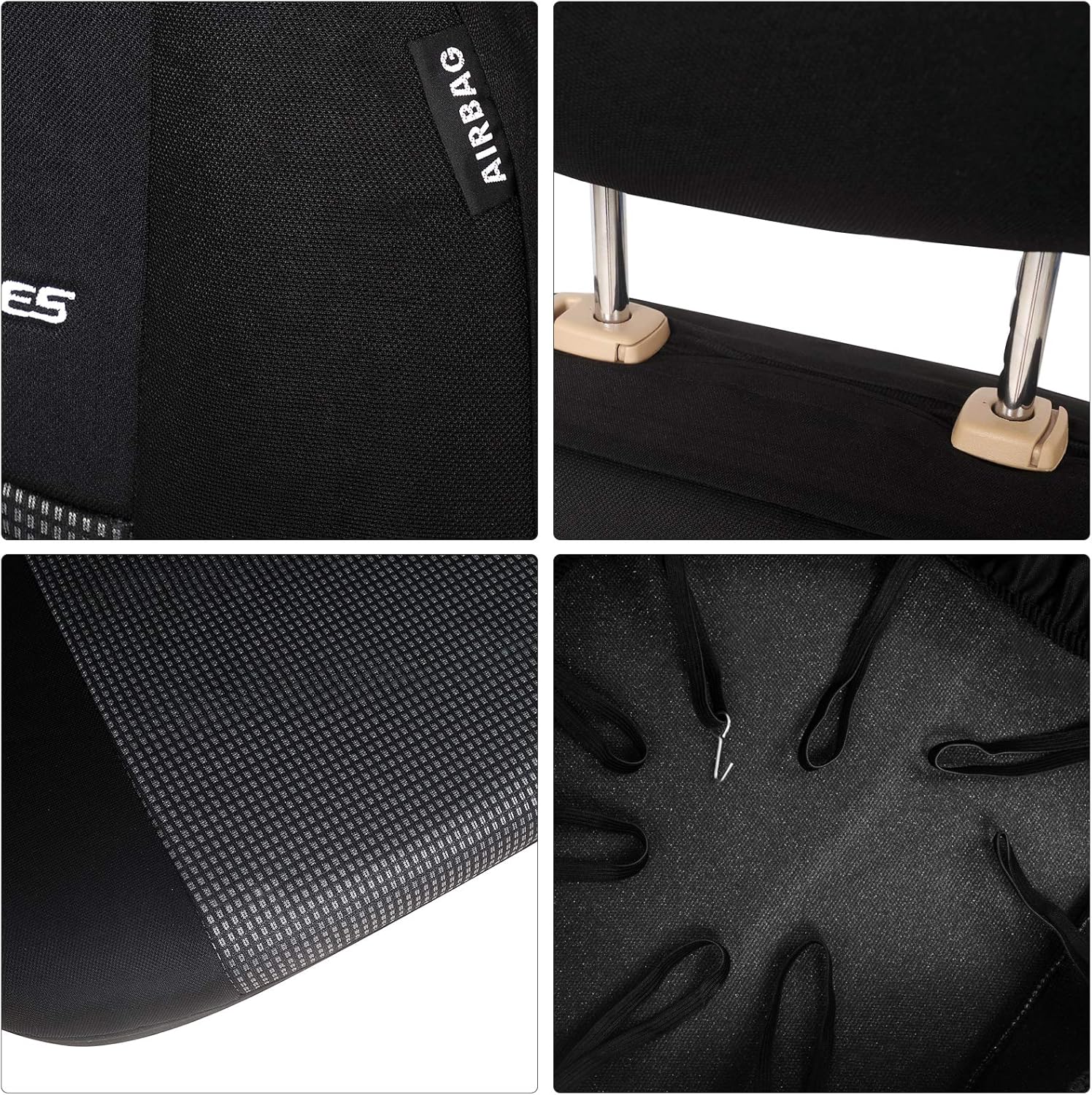 Thumbnail 3 de eSituro Coprisedile Singolo Auto Anteriore Universale con Fodera per Poggiatesta – Grigio/Nero SCSC017236