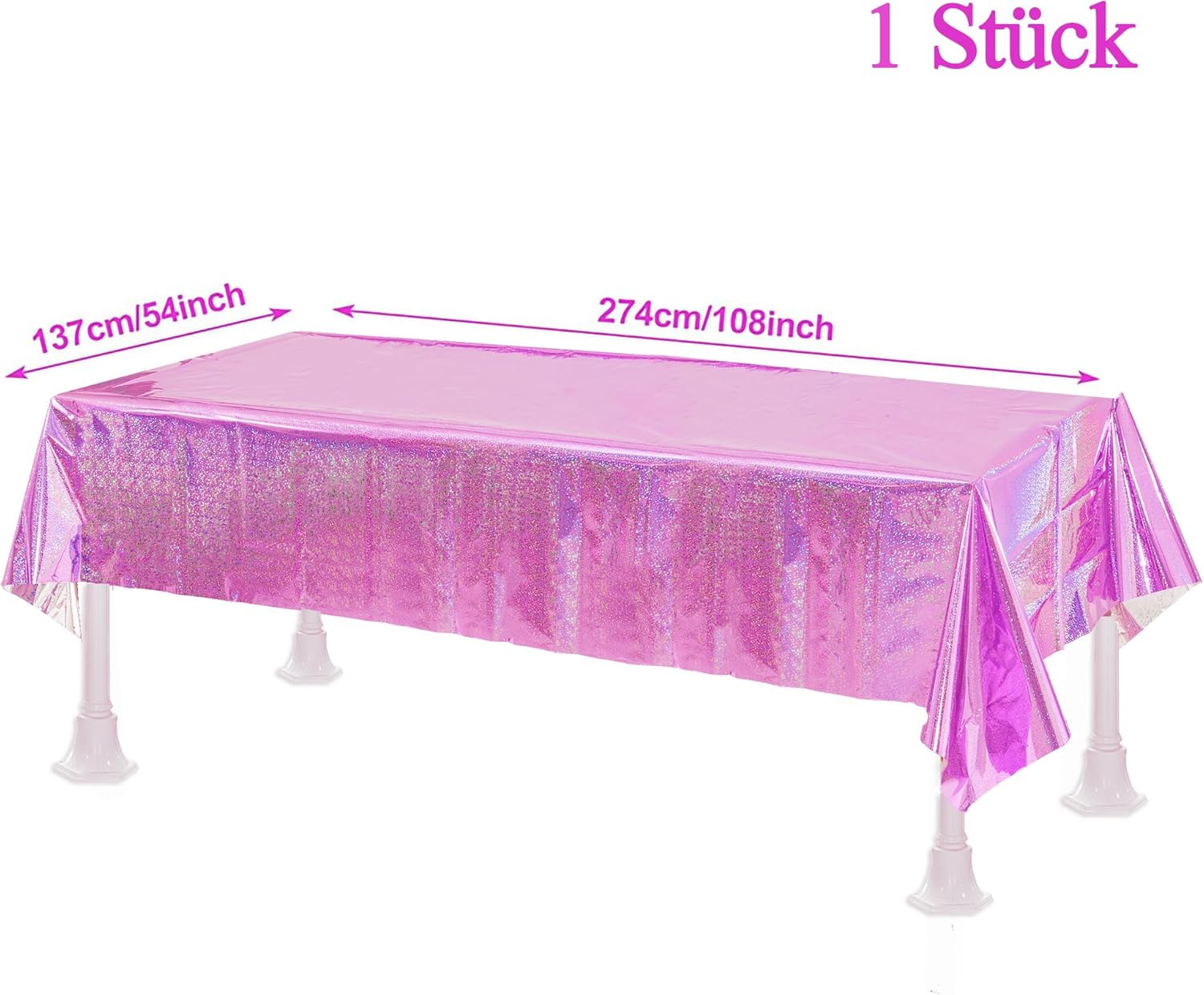 Detalle de Irisierende Party Tischdecke – Frozen Geburtstag, 137 x 274 cm, wasserdicht, holografisch, Einweg von GREATRIL