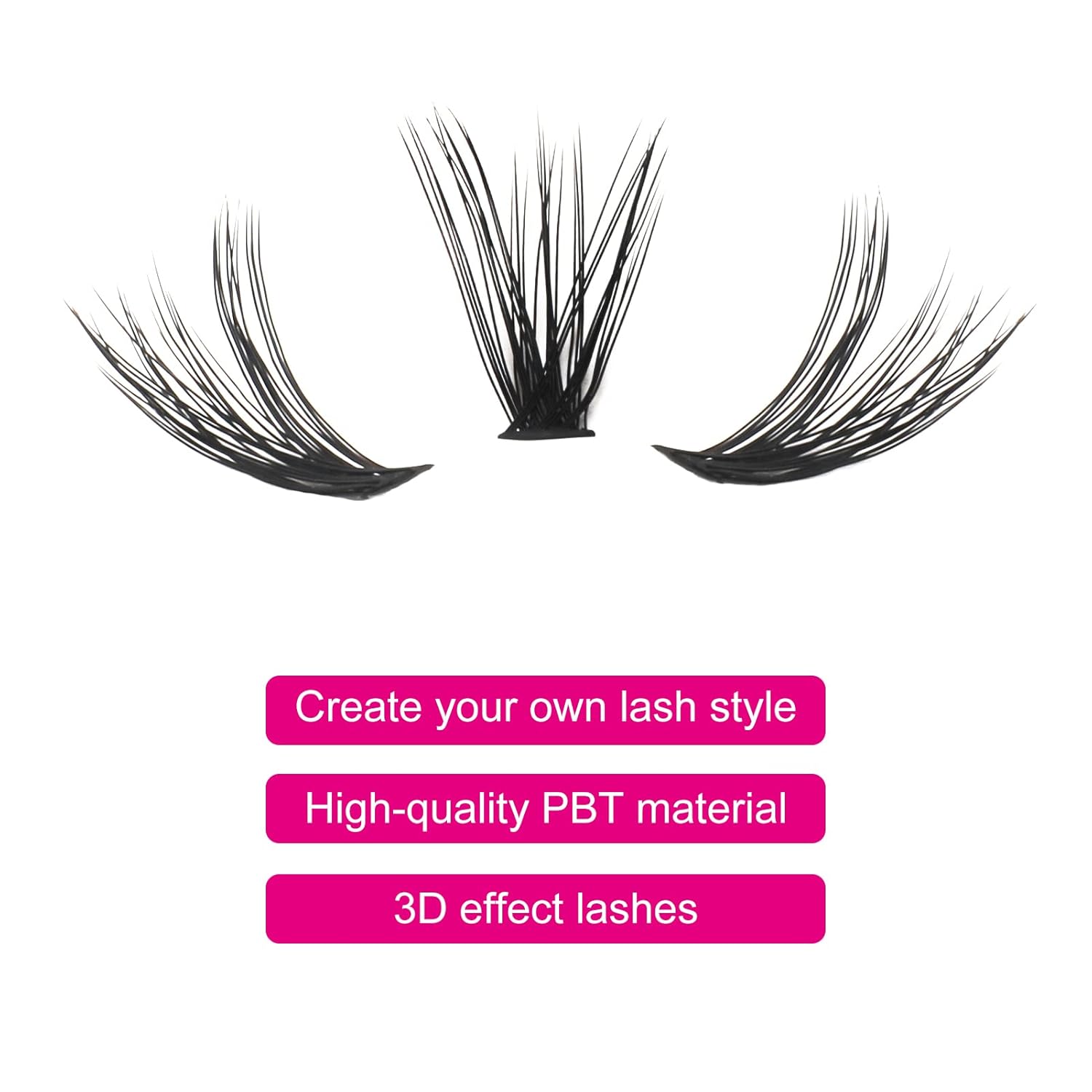 Detalle de Fadlash Cluster Wimpern (40 Wurzel) D Curl 0,07 mm – 12 mm, mittlere Länge, 120 pcs für DIY