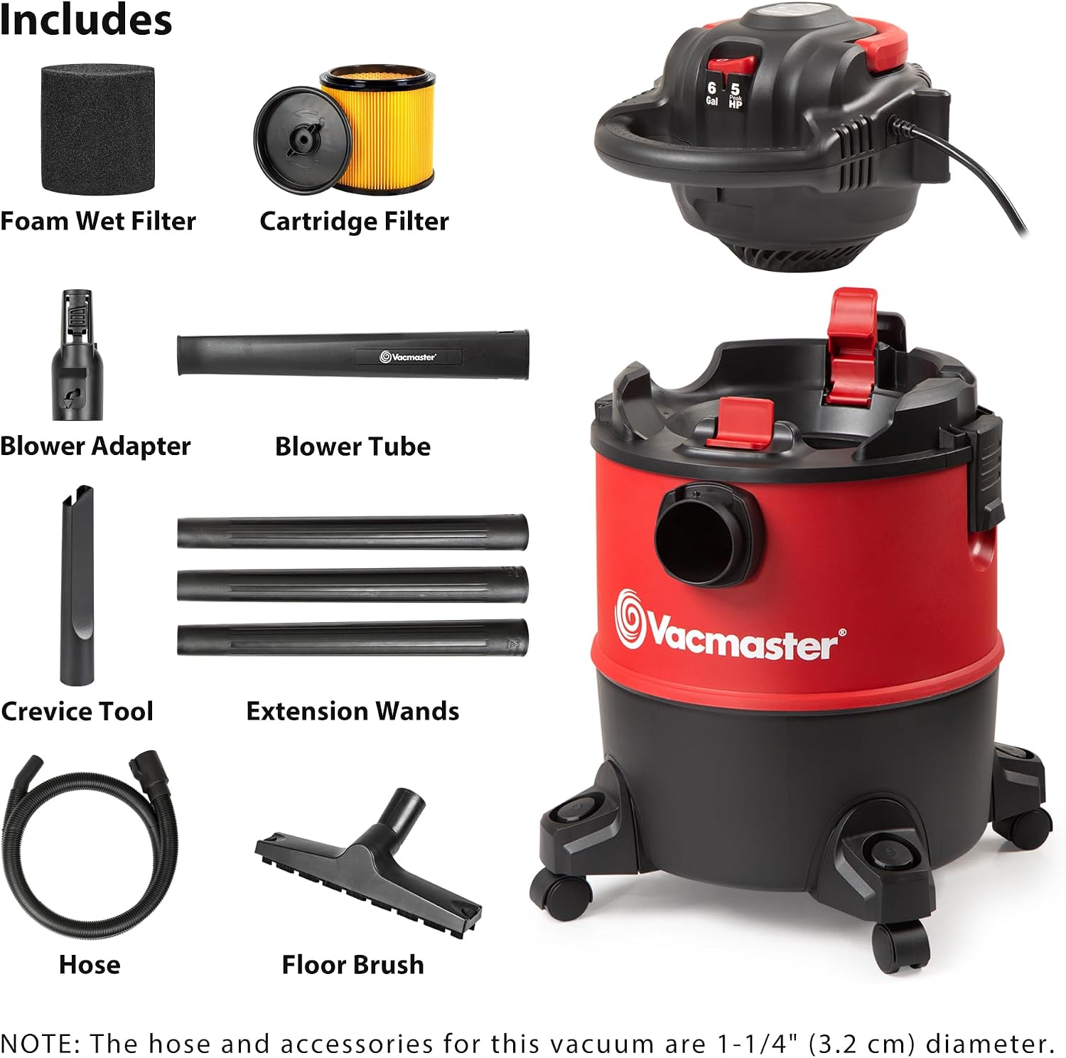 Detalle 2 de Vacmaster VBVB611PF 1101 6-Gallon Wet/Dry Vac with Detachable Blower