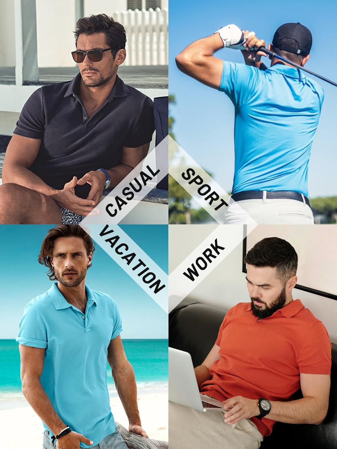 Thumbnail 6 de TACVASEN Men's Golf Polo Shirt, Lightweight Quick-Dry, 3-Button