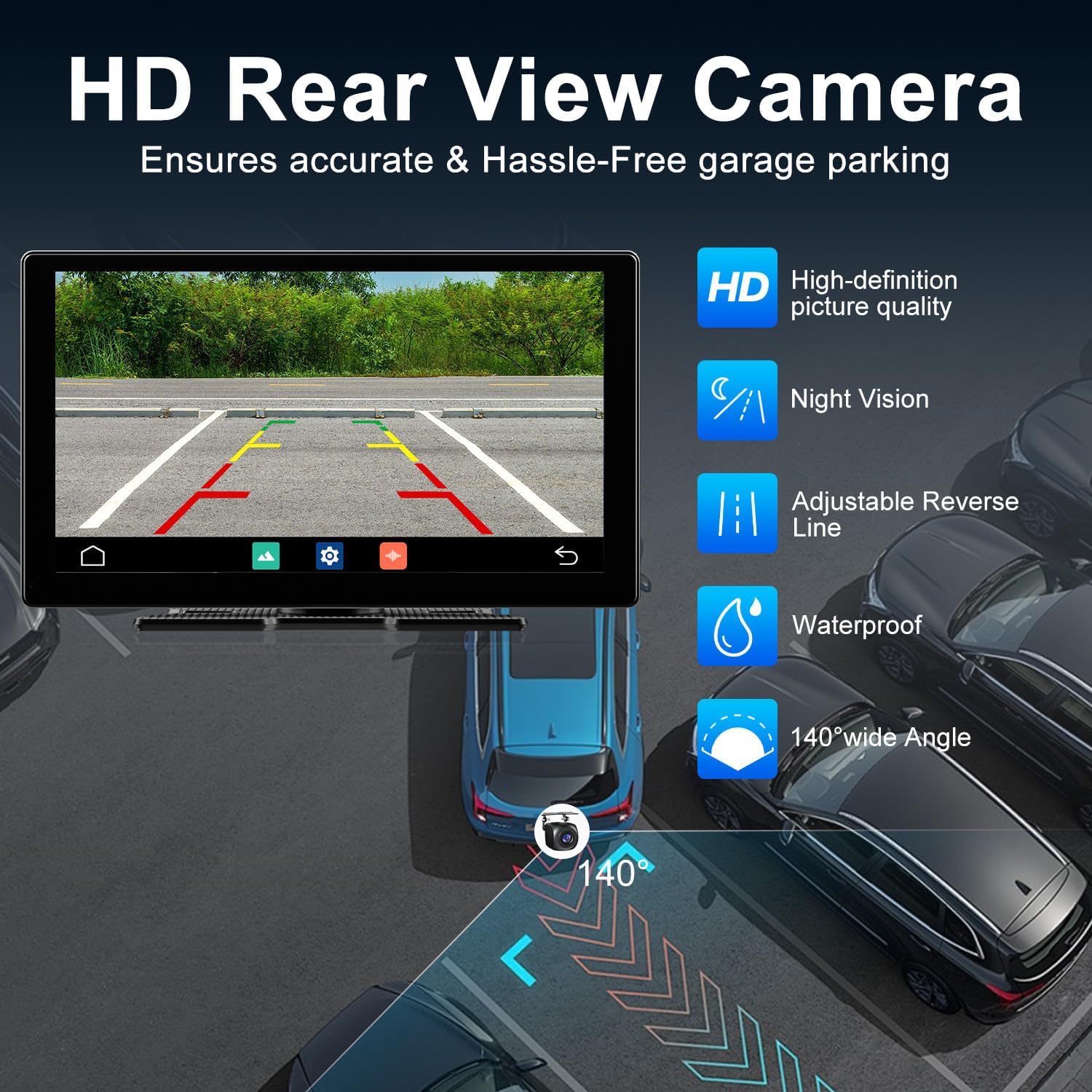 Thumbnail 5 de 9-inch Wireless CarPlay & Android Auto Screen with Built-In Streaming Apps and HD Backup Camera