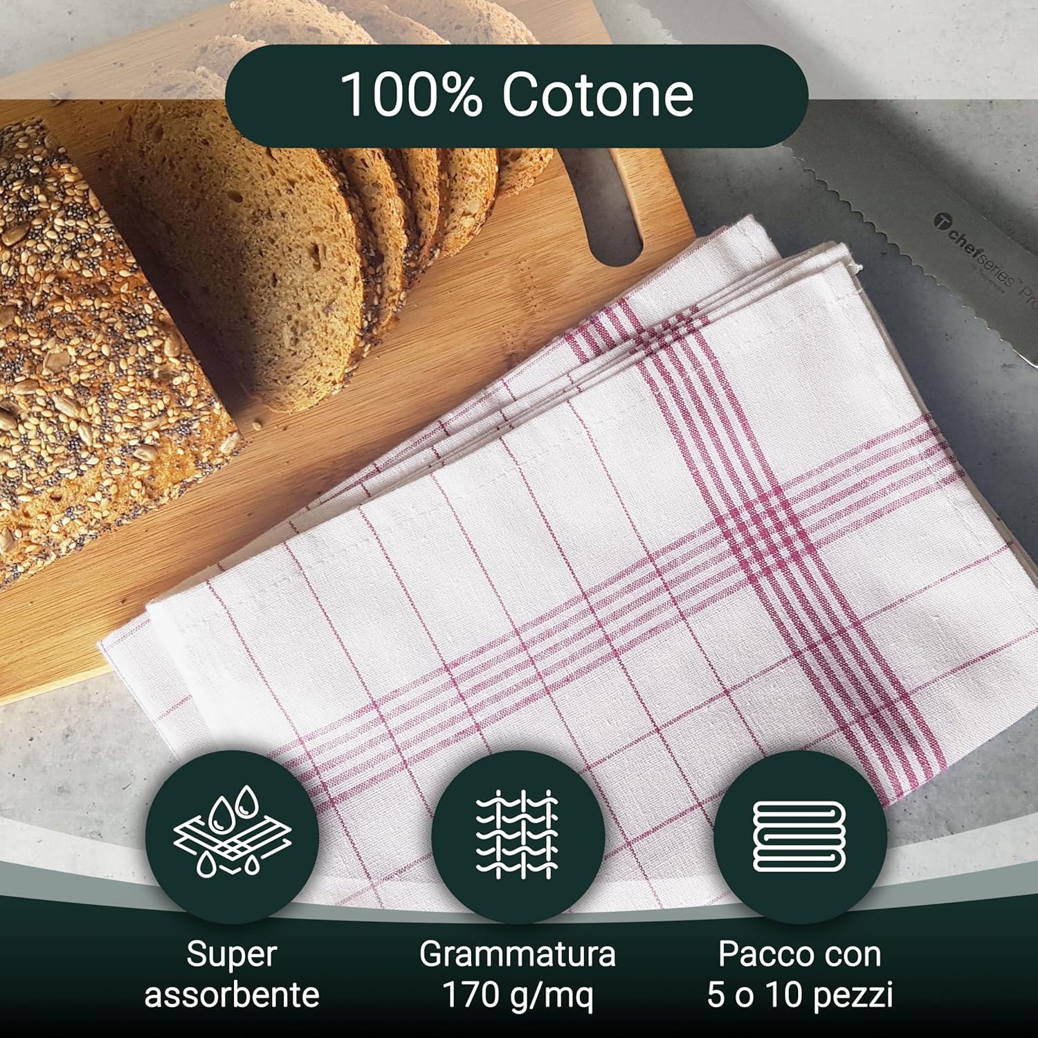 Thumbnail 1 de ZOLLNER 10 strofinacci cucina in cotone 50x70