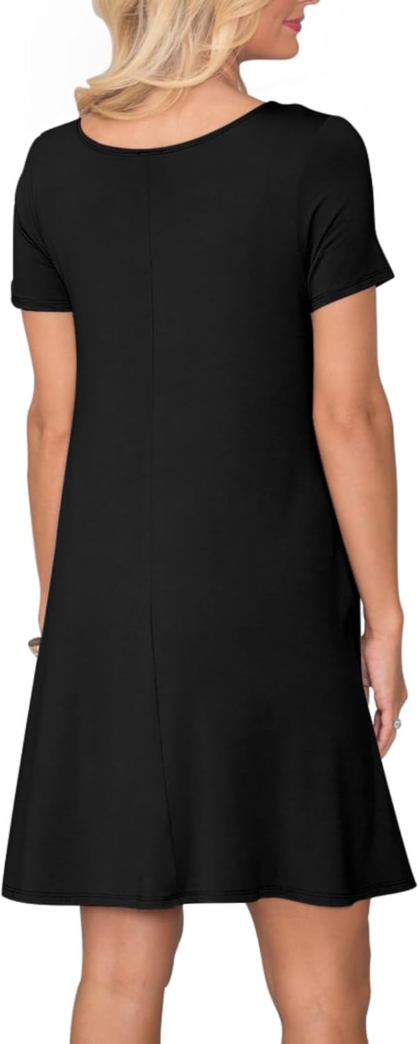 Thumbnail 3 de lionstill Women's Casual T-Shirt Dress Swing Dress with Pockets (V-Neck, Short Sleeve)