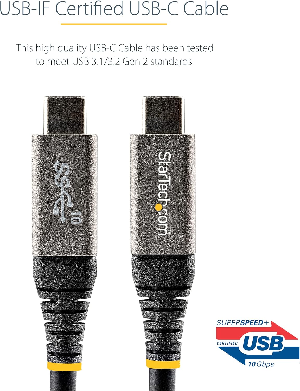 Thumbnail 1 de StarTech.com USB-C-zu-USB-C-Kabel 1 m (10 Gbps, USB-IF zertifiziert) USB31CCV1M