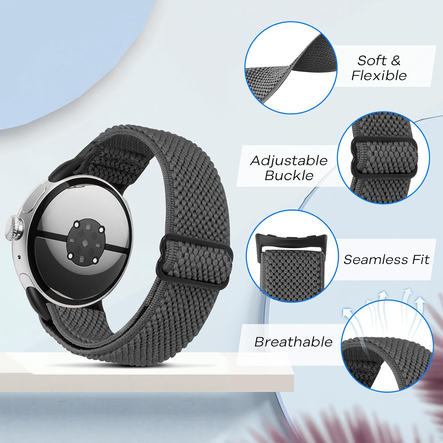 Thumbnail 1 de BTTNG Elastic Watch Straps for Google Pixel Watch 4/3/2 41mm – 3 Pack