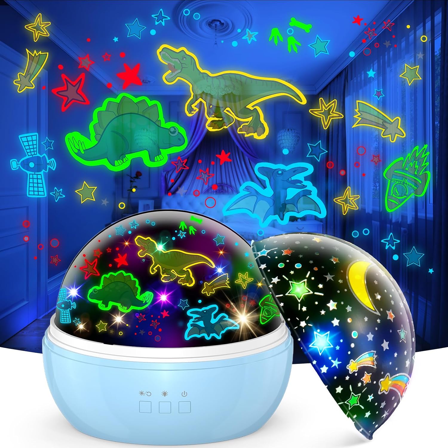 Detalle de EUCOCO Dinosaur Night Light Projector 2-in-1