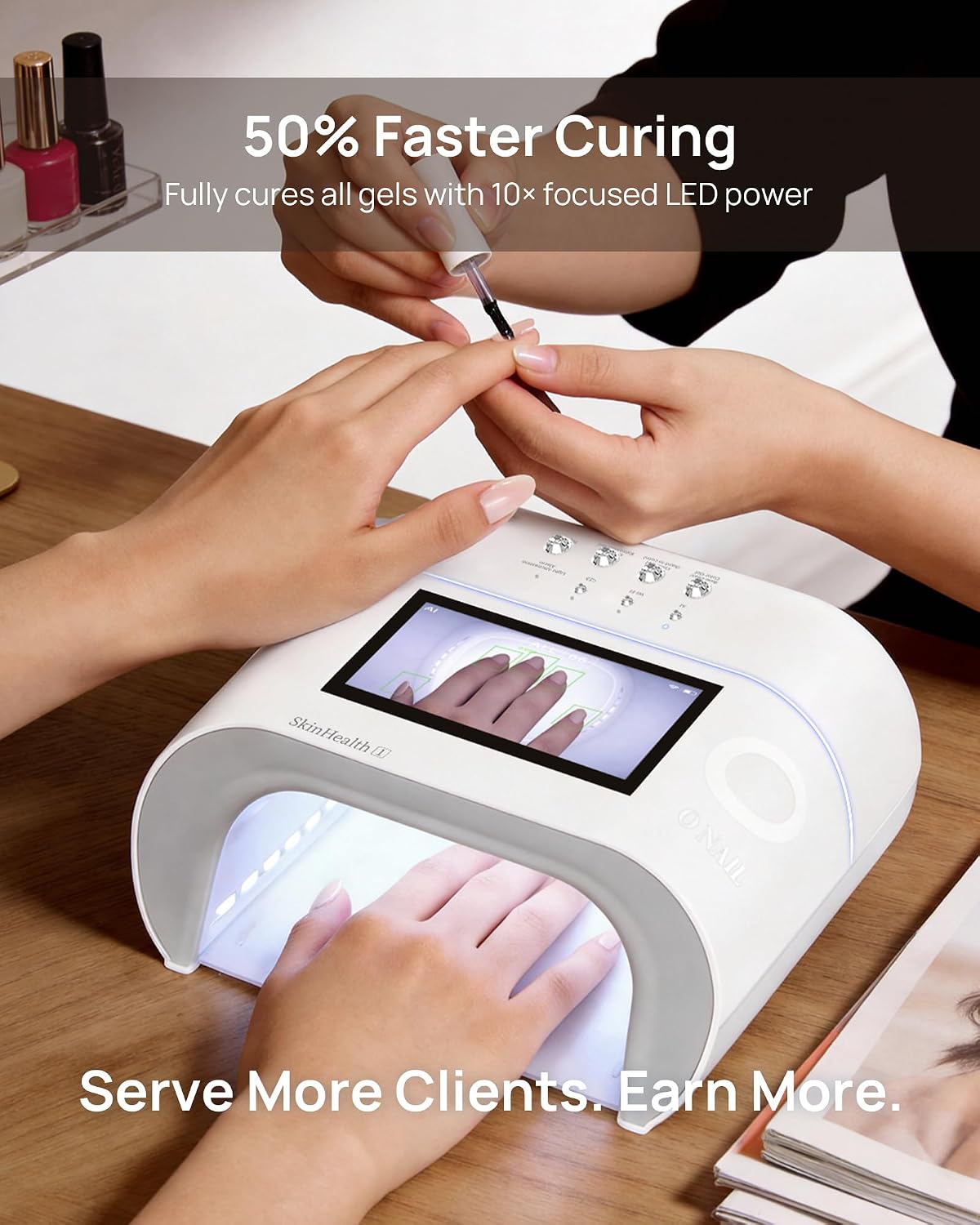 Detalle de O NAIL AI Health Best Nail Lamp-O Precision Scan (2-in-1 AI Computer & Gel Dryer) with HD Live-View Screen, 109 LEDs