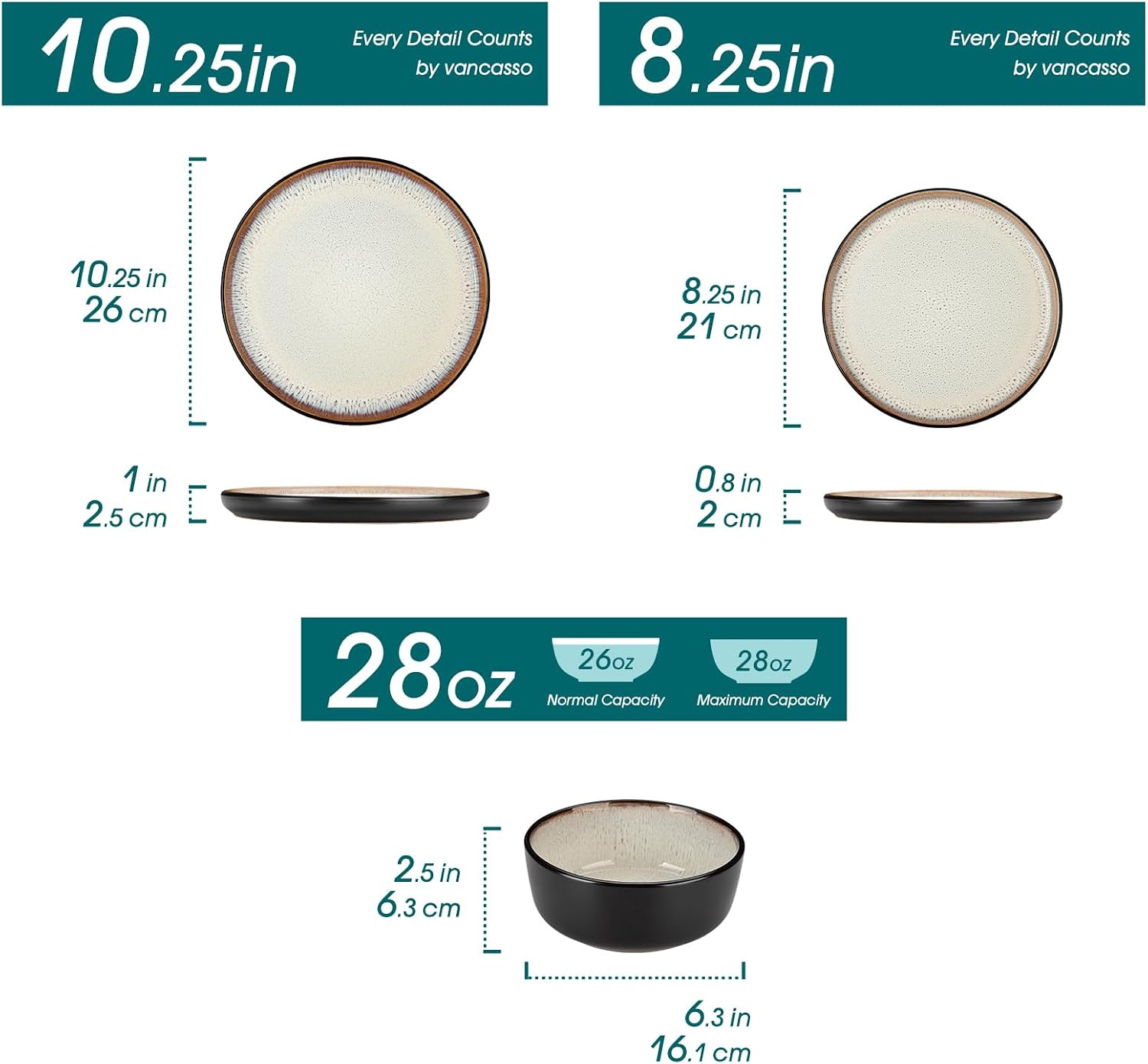 Detalle de vancasso AMBER Stoneware Dinnerware Set 24pc