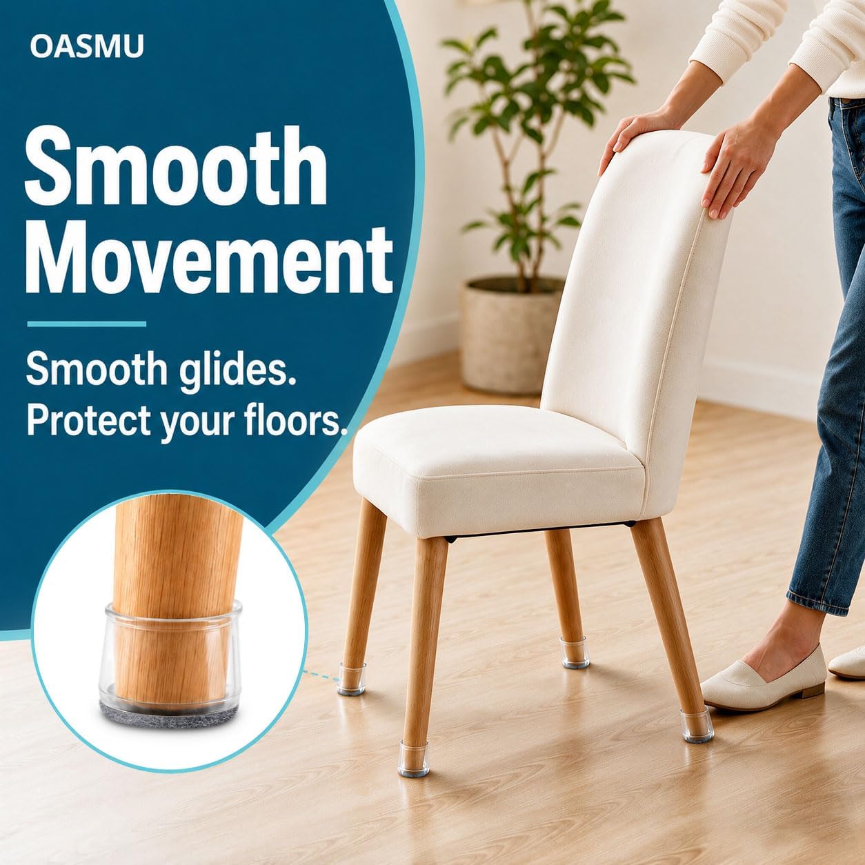 Thumbnail 6 de OASMU U Silicone Chair Leg Protectors, Clear 32-Pack with Felt Pads