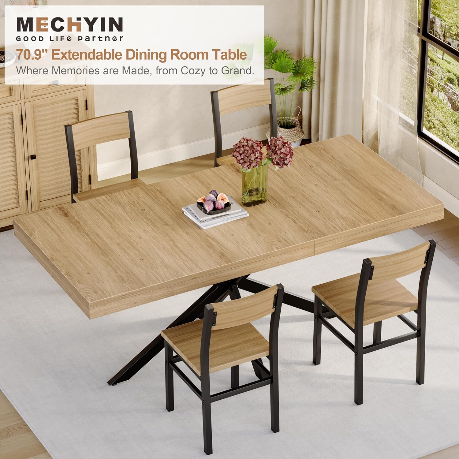 Detalle de MECHYIN Extendable Dining Table, Oak