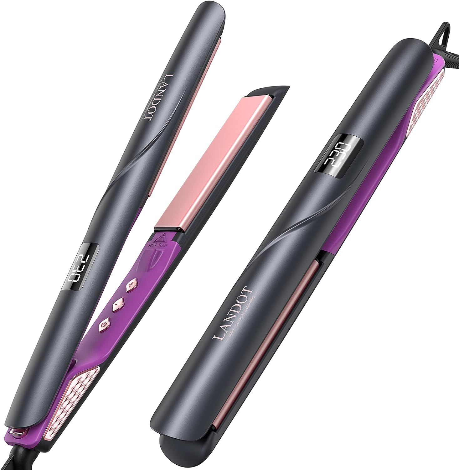 Imagen de LANDOT Ceramic Hair Straighteners for Women – 1 Inch Dual Voltage Flat Iron en OfertitasTOP