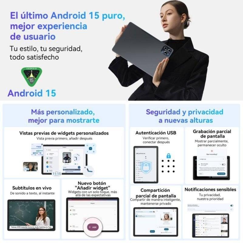 Detalle de BESTTAB W90, tablet 4G LTE de 11 pulgadas con 24 GB y 256 GB