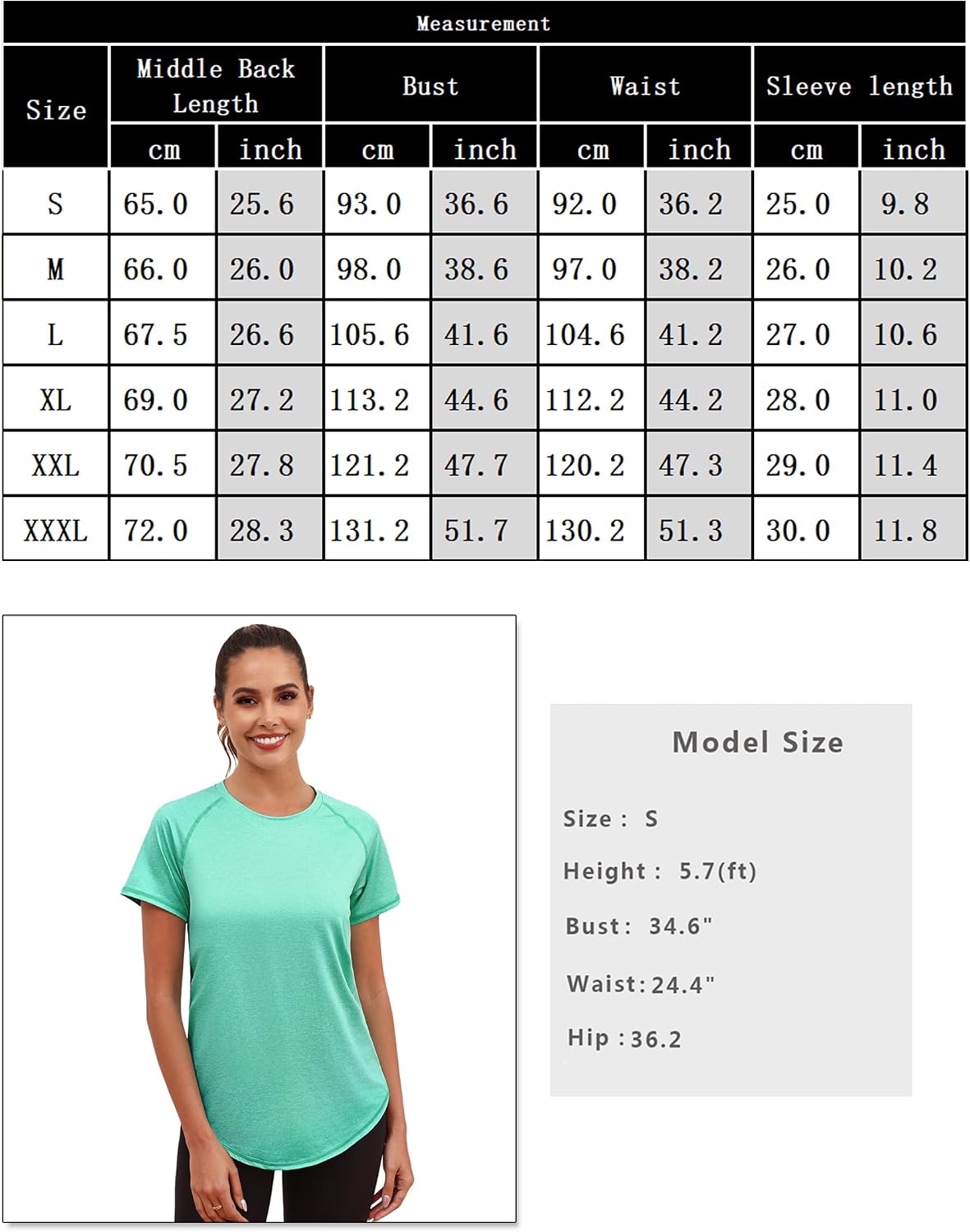Detalle de Terecey Tee Shirt Sport Femme Fitness en tissu doux et respirant à manches courtes