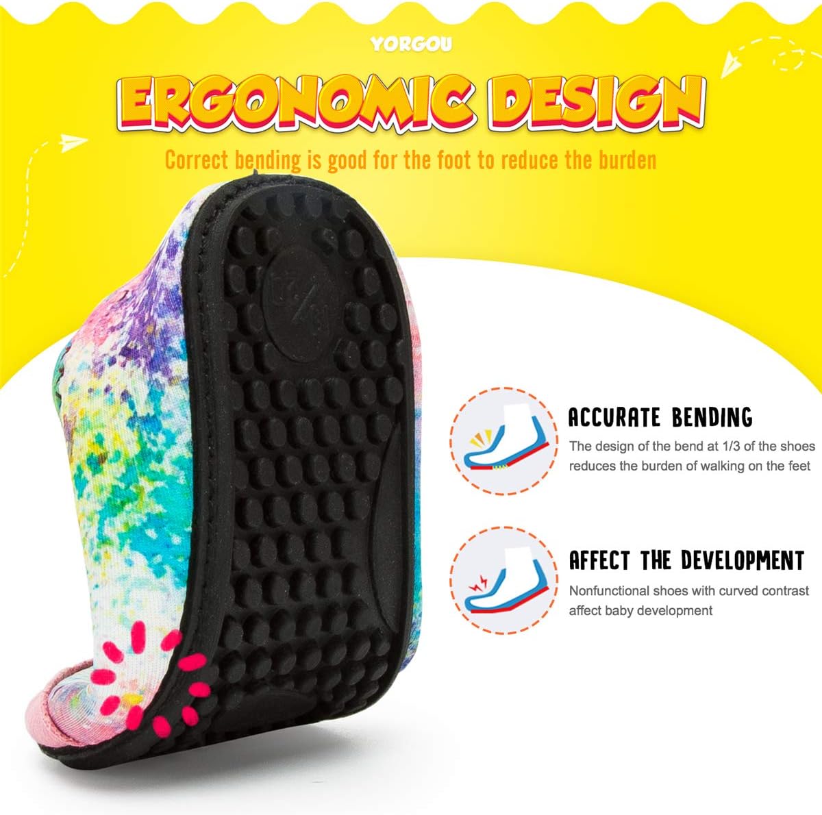 Detalle de Yorgou Toddler Water Shoes for Pool & Beach – Barefoot-Style Aqua Socks with Non-Slip EVA Sole