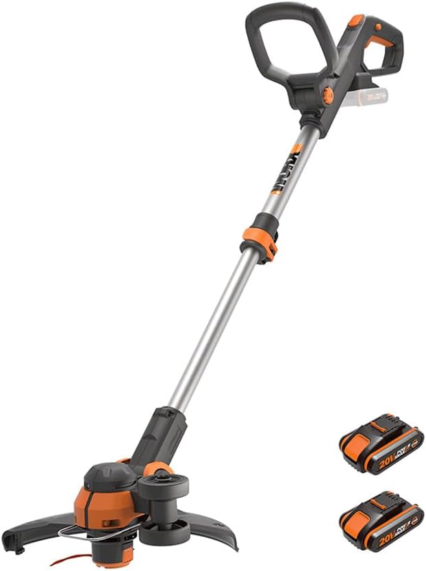 WORX WG163E decespugliatore/tagliabordi a batteria 20V con asta in alluminio regolabile e testa inclinabile