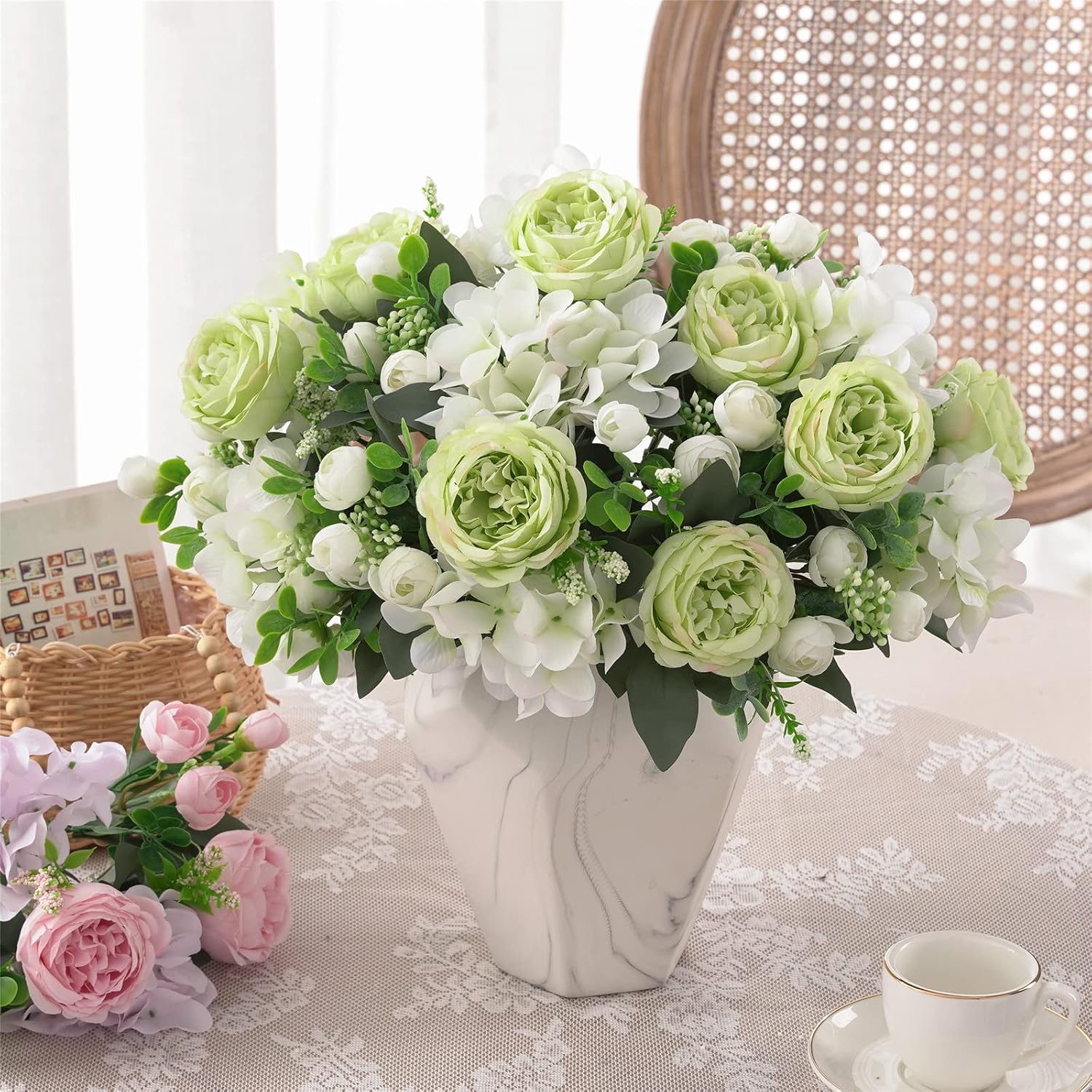 Thumbnail 4 de Karoro Artificial Peony Bouquet, Green